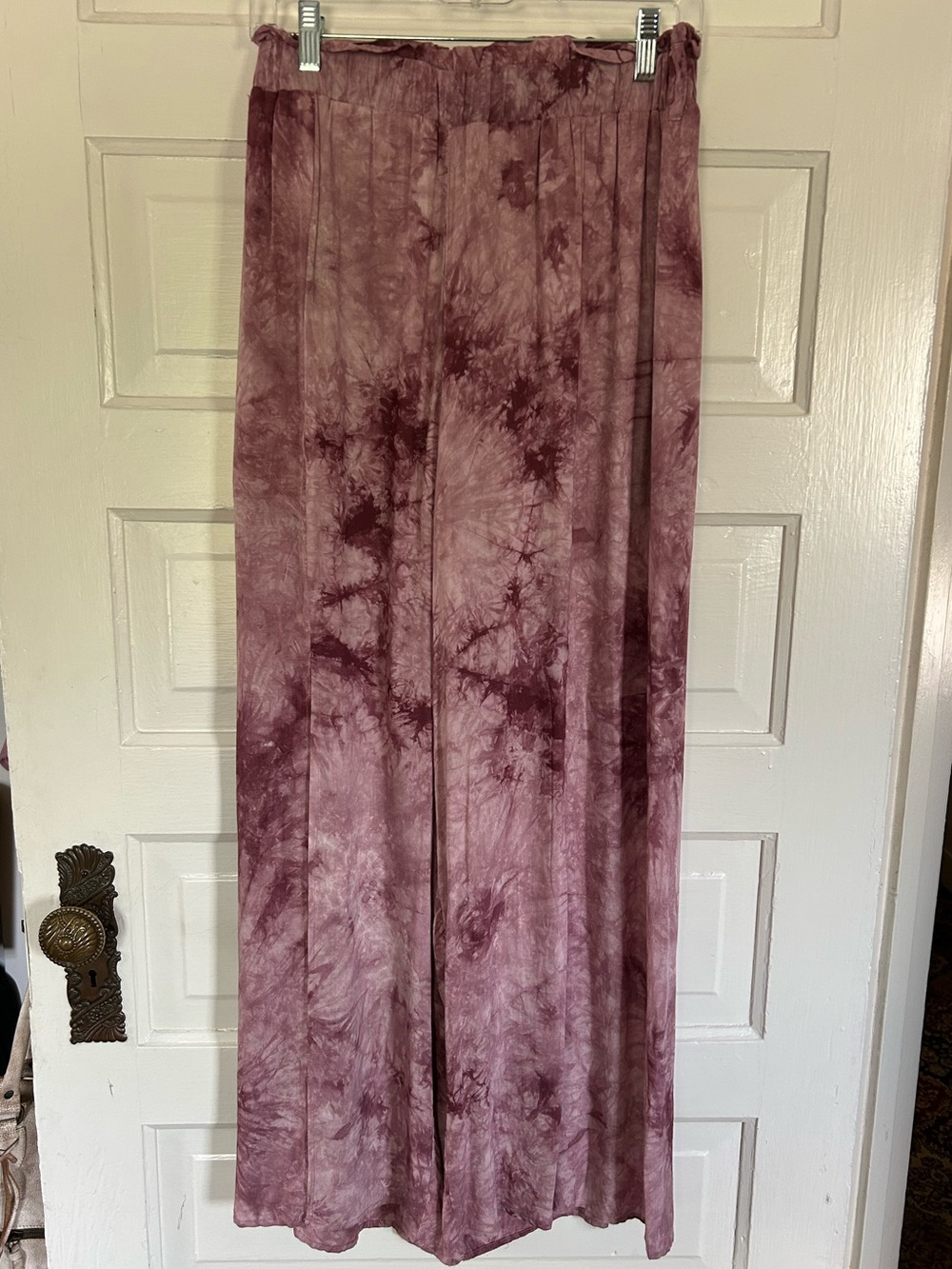 Favlux Tie-Dye Split Leg Pants in Mauve Pink. Built in Shorts. High Waist. Med